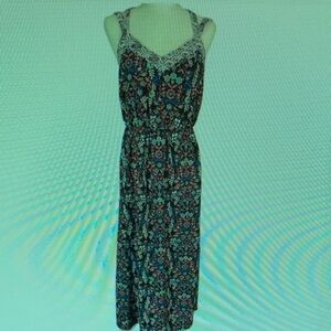 Xhilaration Black and Blue Patterned Maxi Dress
